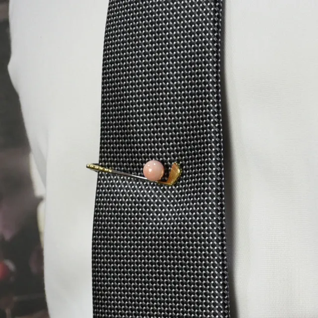 【大東山樑御珊瑚】天然珊瑚圓珠高爾夫球桿領帶夾(8.5mm)