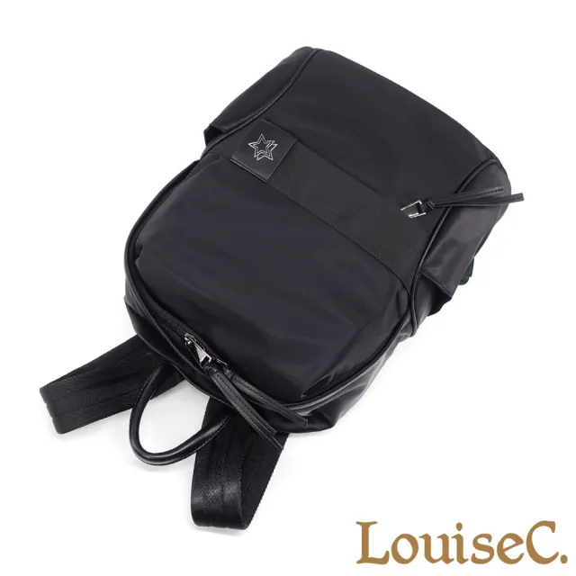 【LouiseC.】雙11 Tree House 牛皮+質感牛津尼龍收納手提後背防水包-黑色(真皮包包 YS1108165-05