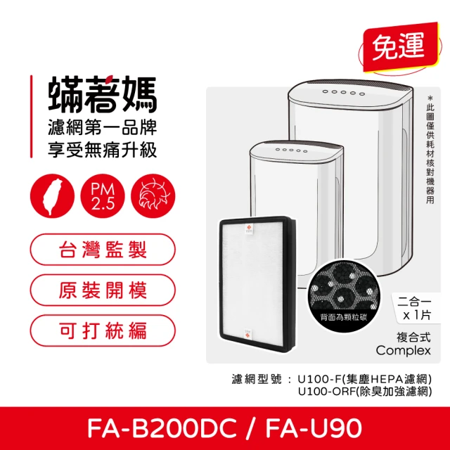 蟎著媽 複合式濾網(適用 3M FA-B200DC FA-U90 空氣清淨機 U100-F U100-ORF)