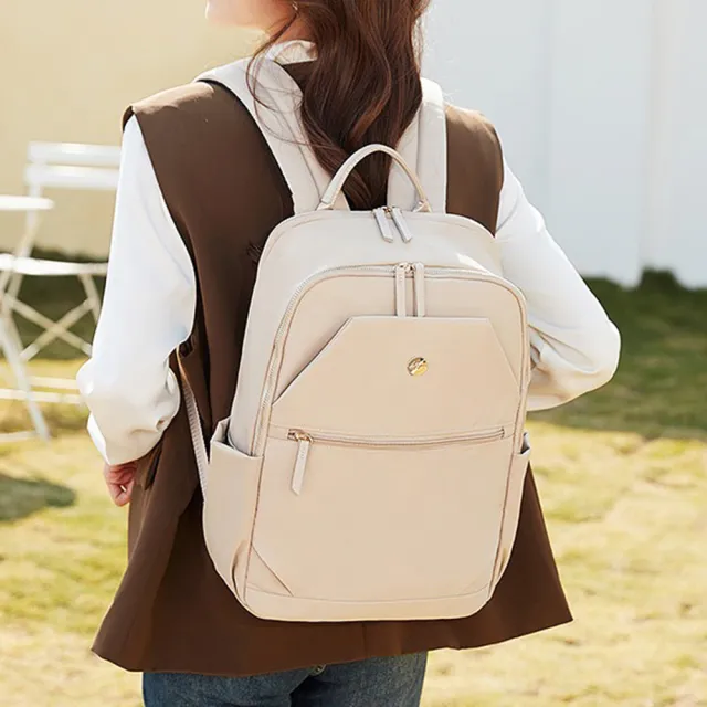【MoonDy】女生包包 後背包 電腦後背包 尼龍後背包 奶茶色包包 大容量包包 旅行背包 書包 學生後背包 禮物