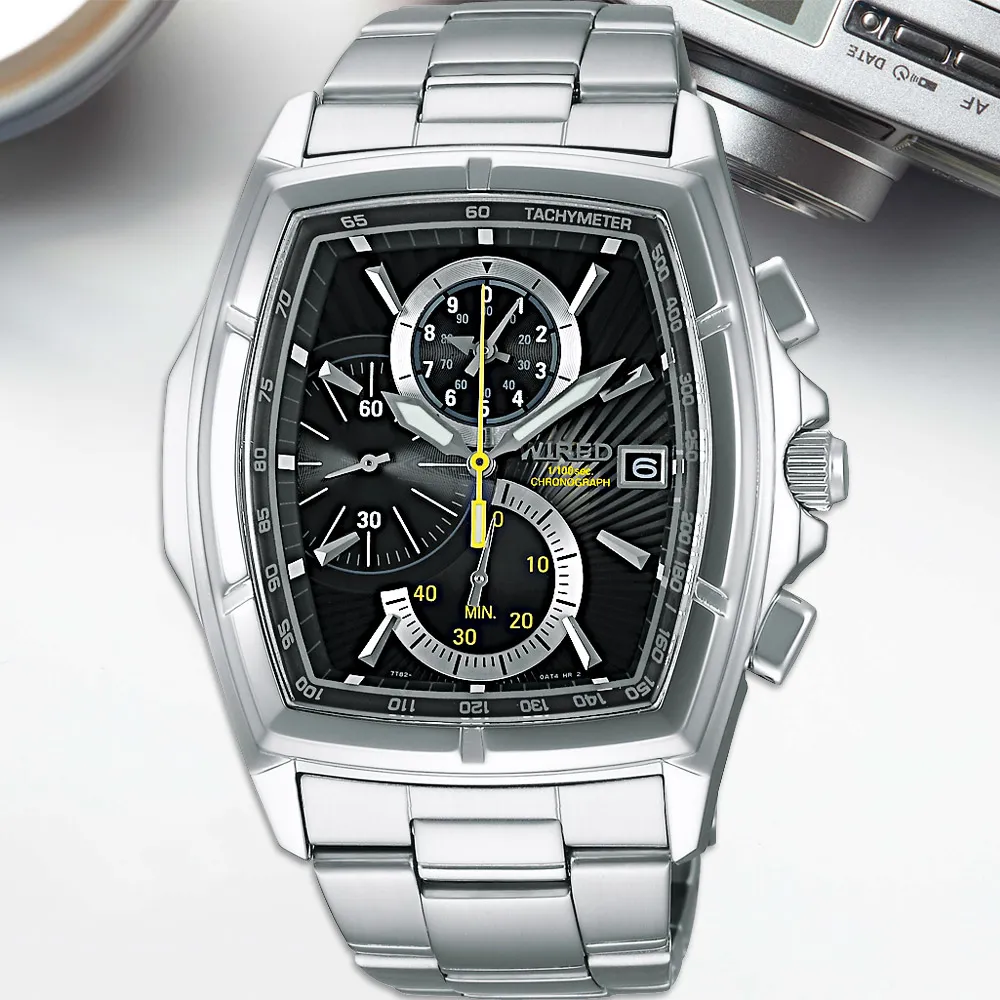 【WIRED】專業競速 1/100秒三眼計時手錶(AQ8013X1 7T82-X003D)