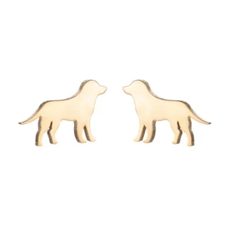 【VIA】白鋼耳釘 獵犬耳釘/動物系列 黃金獵犬狗狗造型白鋼耳釘(金色)