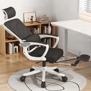 【坐得正】白框黑網+頭枕 雙背 有擱腳款辦公椅 電腦椅 人體工學椅 升降椅 電競椅 旋轉椅(OA310WHPO)