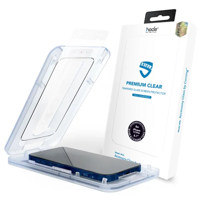 【hoda】iPhone 15/15 Plus/15 Pro/15 Pro Max 美國康寧授權滿版玻璃保護貼-附無塵太空艙貼膜神器(AGbC)