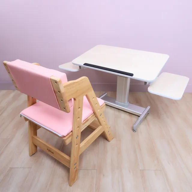 【MyTolek 童樂可】樂適桌+學學椅套餐-無段式80舒適版(皮諾丘木  兒童成長書桌椅  人體工學書桌椅)