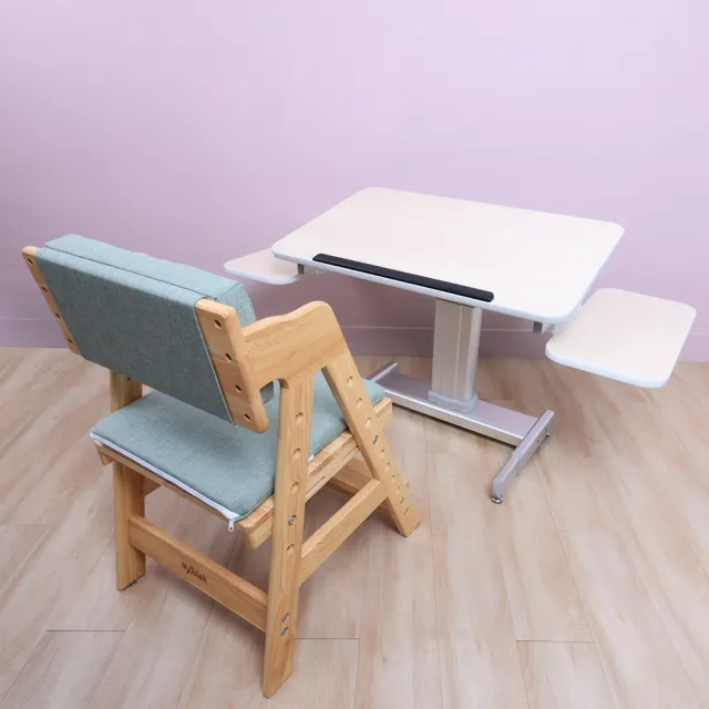 【MyTolek 童樂可】樂適桌+學學椅套餐-無段式80舒適版(皮諾丘木  兒童成長書桌椅  人體工學書桌椅)
