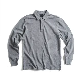 【EDWIN】男裝 EDGE 經典Ｗ印花長袖POLO衫(灰色)