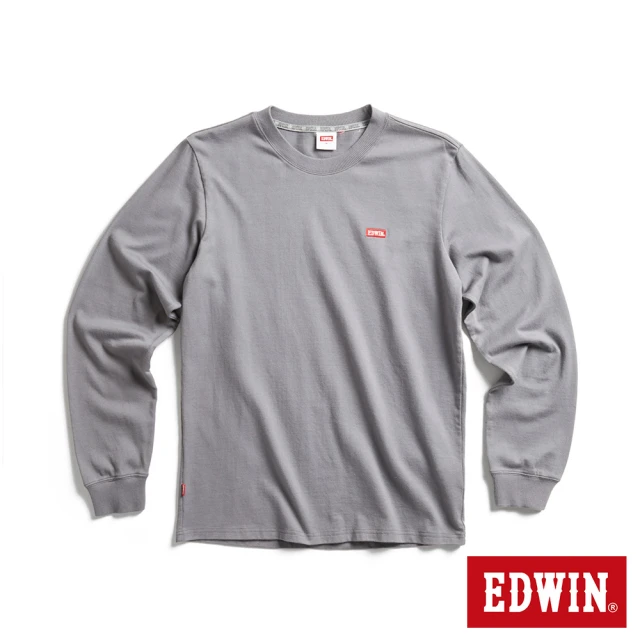 EDWIN 男裝 露營系列 背後富士營地LOGO印花長袖T恤(灰褐色)