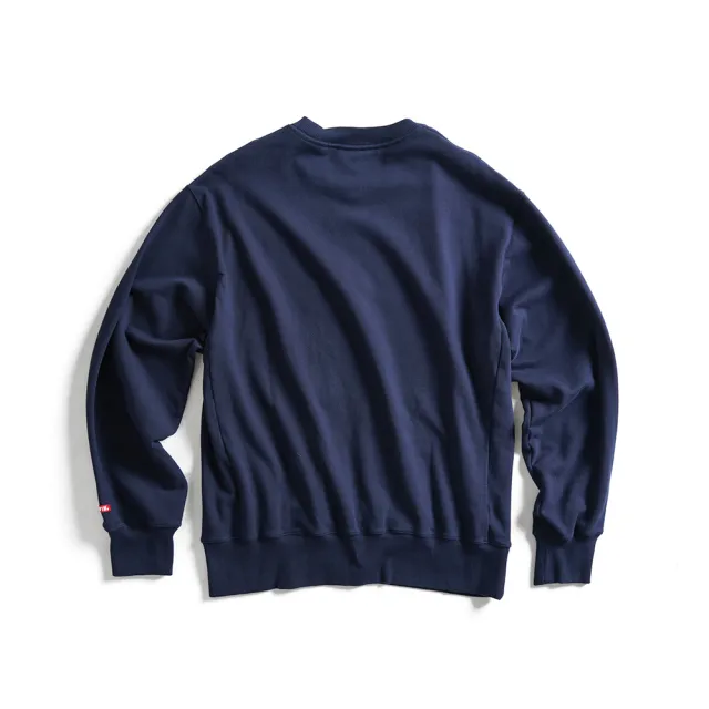 【EDWIN】男裝 露營系列 森林LOGO寬版厚長袖T恤(丈青色)