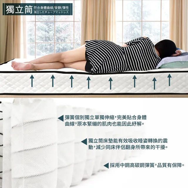 【IHouse】天絲防蹣抗菌黑澤獨立筒床墊(雙人5尺)