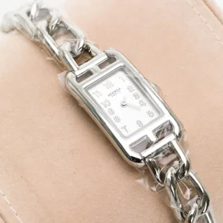 【Hermes 愛馬仕】Nantucket 乳白色鍍銀錶盤精鋼腕錶(NA2.110)