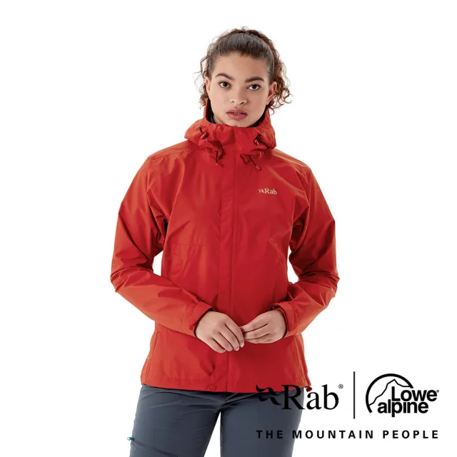 【RAB】Downpour Eco Jacket 透氣防風防水連帽外套 女款 晉升紅 #QWG83