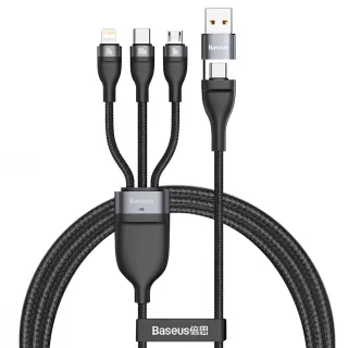 【BASEUS 倍思】閃速2代系列二出三 極快充數據線 usb+Type-C TO iphone+Micro+Type-C