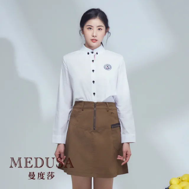 【MEDUSA 曼度莎】現貨-海軍風條紋裡白襯衫（M-2L）｜女上衣 女襯衫 白襯衫(101-78101)