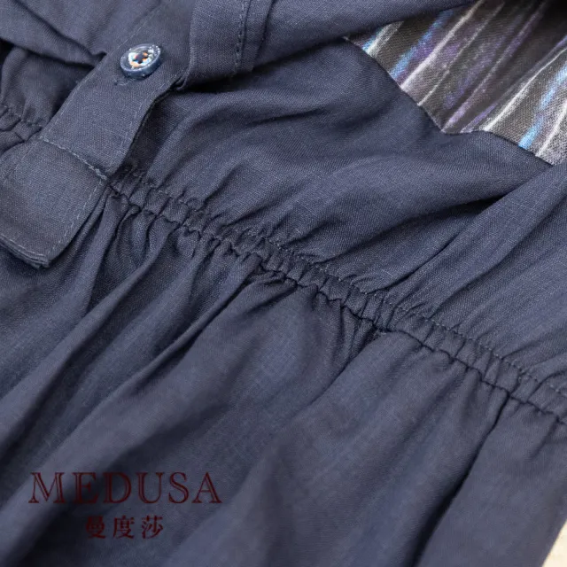 【MEDUSA 曼度莎】現貨-亞麻假兩件式洋裝（M-XL）｜休閒洋裝 涼感亞麻 長洋裝(105-23006)