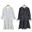 【H2O】日本布台製袖抽繩格紋短洋裝 #3634002(黑/白色)