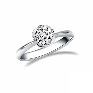 【City Diamond 引雅】『巴黎花語』天然鑽石30分白K金戒指 鑽戒
