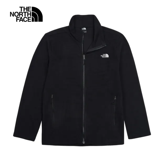 【The North Face 官方旗艦】北面男款黑色保暖舒適休閒立領抓絨外套｜88R8JK3