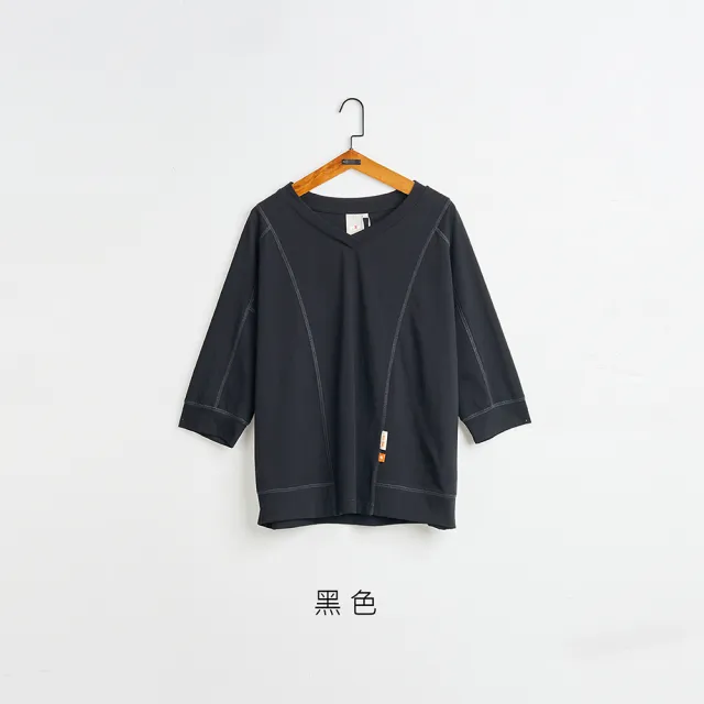 【gozo】爬線顯瘦V領長袖T恤(兩色)