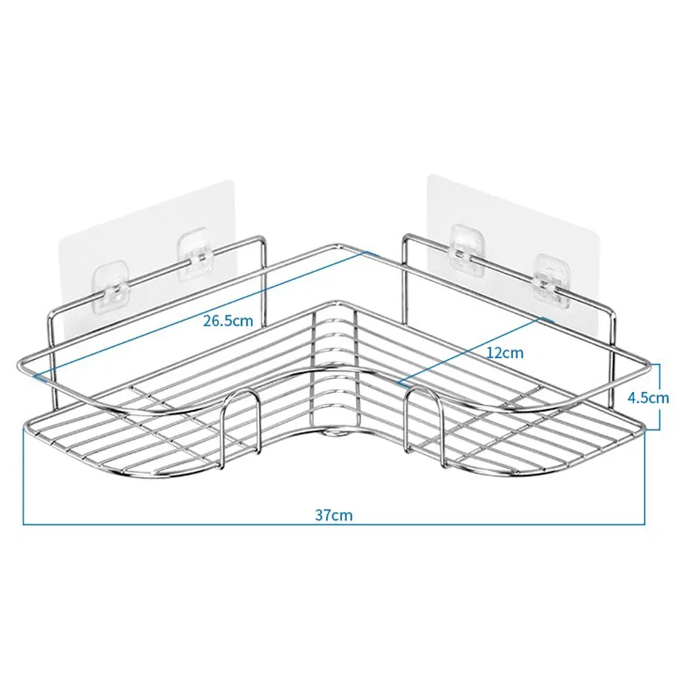 【YING SHUO】不鏽鋼轉角置物架 免釘 免打孔(浴室置物架 廚房 收納架 置物)