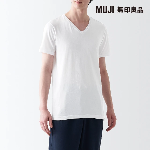 MUJI 無印良品 男棉混保暖V領短袖T恤(共3色)