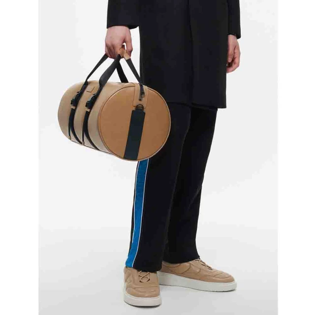 PEDRO Rigdy圓筒旅行手提包/行李袋/斜背包-黑色/駝色(小CK高端品牌 新品上市 登機 大容量 運動)
