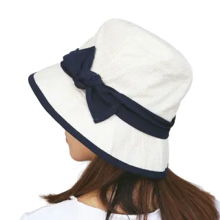 【日本AUBE】撞色蝴蝶結抗UV防曬小臉遮陽帽(優雅氣質款)