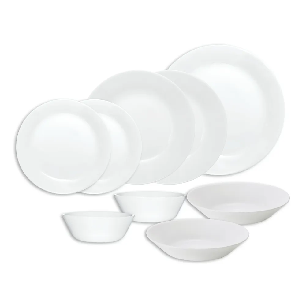【CorelleBrands 康寧餐具】PYREX 靚白強化玻璃超值豪華9件式碗盤組(I01)