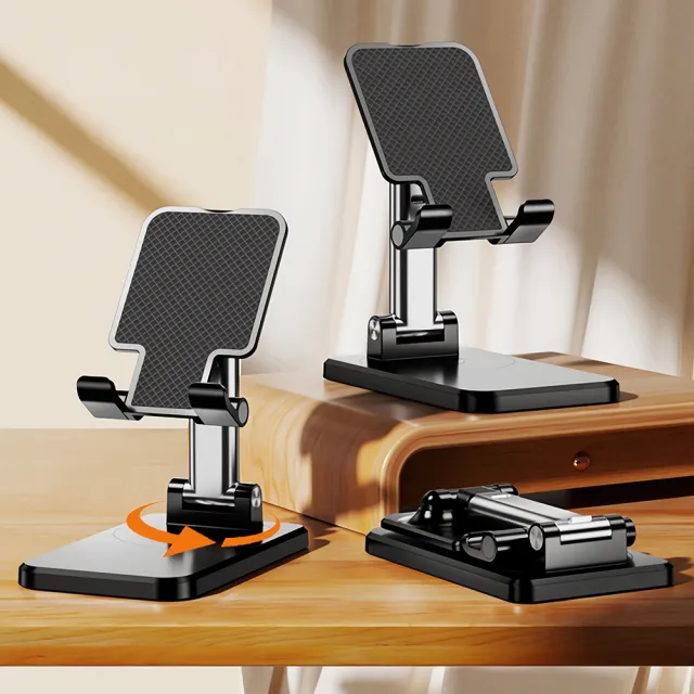 【C-KU】360度旋轉 升降摺疊手機架 可調高度角度 桌上型平板手機支架 追劇化妝鏡 桌面手機座Switch充電座