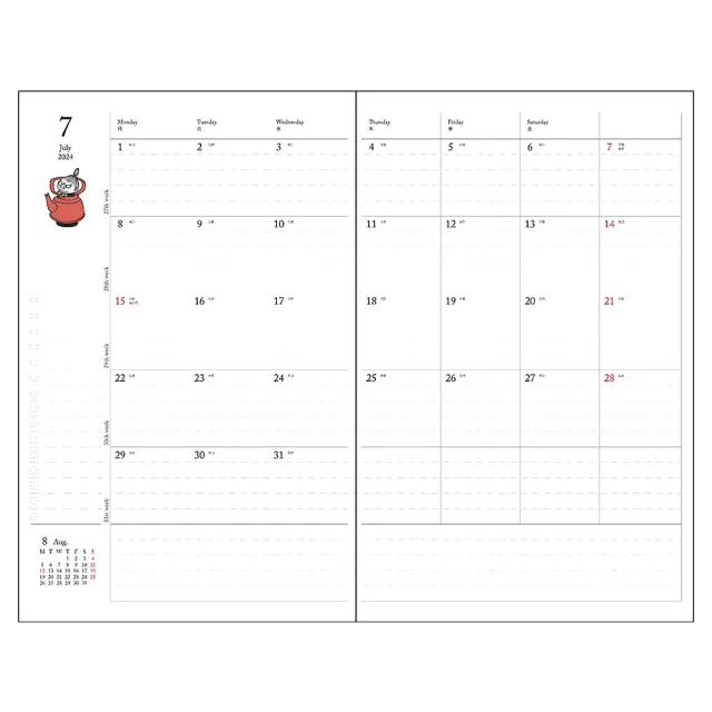 【sun-star】2024 A5 週記事手帳 年曆 行事曆 Moomin 阿金與小美 帳篷