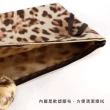 【Le-junev】絨毛吊飾 豹紋麂皮手拿包 - 棕色(L1038-BROWN)