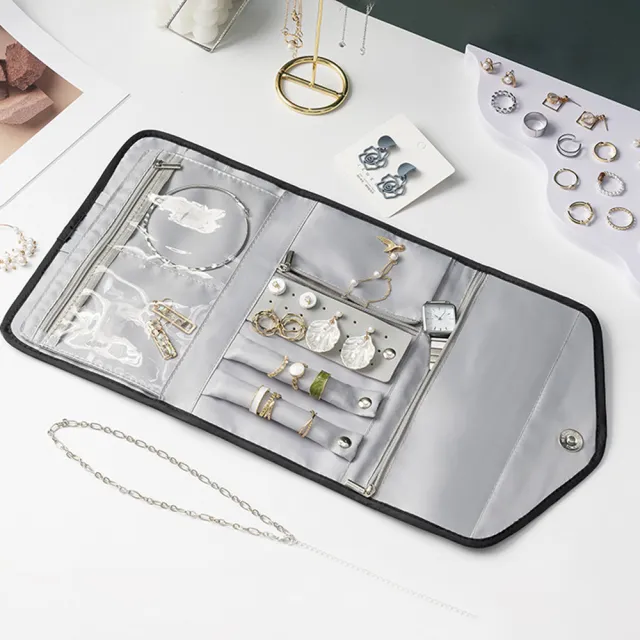 【SUNORO】多功能飾品折疊收納包 出差旅行便攜首飾包 多層珠寶收納袋 小物收納