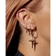 【LUV AJ】好萊塢潮牌 金色十字架耳環 小圓X垂墜式2用耳環 CROSS HOOPS(十字架)