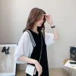【JILLI-KO】假兩件拼接寬鬆顯瘦連袖連衣裙-F(黑)