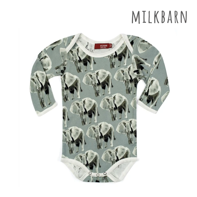 MilkbarnMilkbarn 有機棉包屁衣-長袖-灰象(包屁衣 嬰兒上衣)