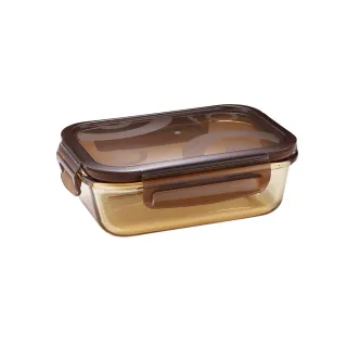 【Snapware 康寧密扣】琥珀色耐熱玻璃保鮮盒(長方形650ml)