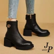 【JP Queen New York】質感單色拉鍊馬丁粗跟短靴(2色可選)