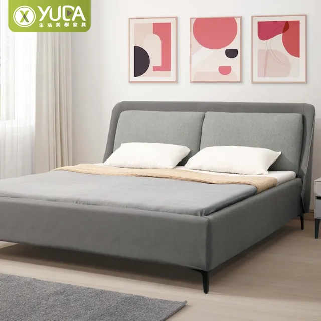 【YUDA 生活美學】莫更簡約床台組   2件組 加大6尺  床頭片+床底 床組/床架組(高級科技布)