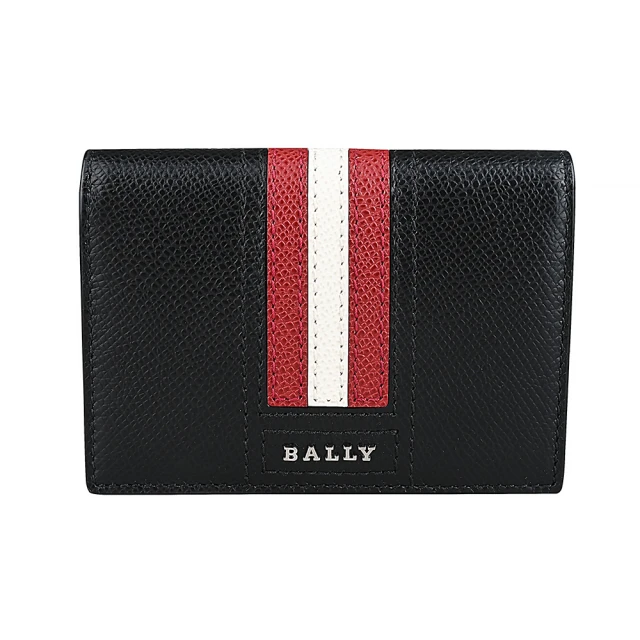 BALLY 經典條紋拼接牛皮信用卡名片證件收納包(黑) 推薦
