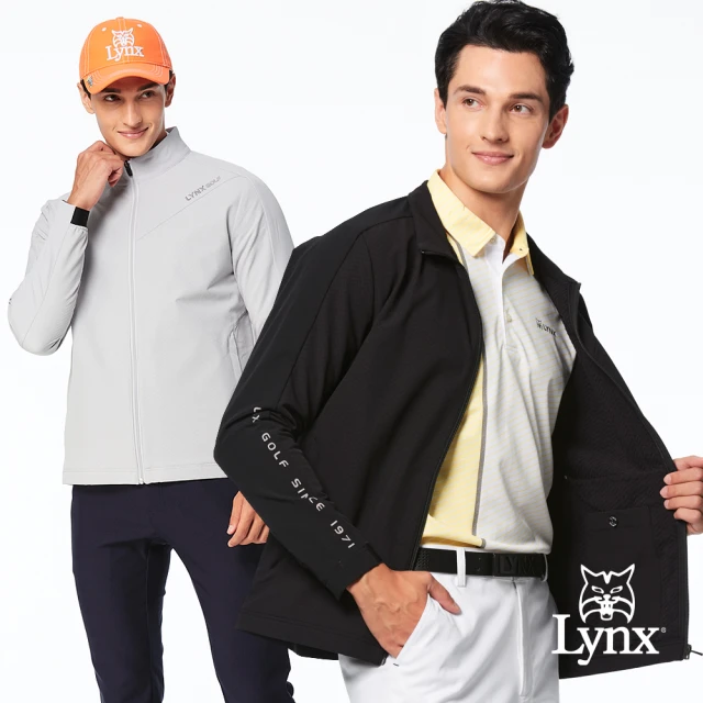 Lynx Golf 男款保暖防風防潑水織帶剪接造型拉鍊口袋長袖外套(二色)