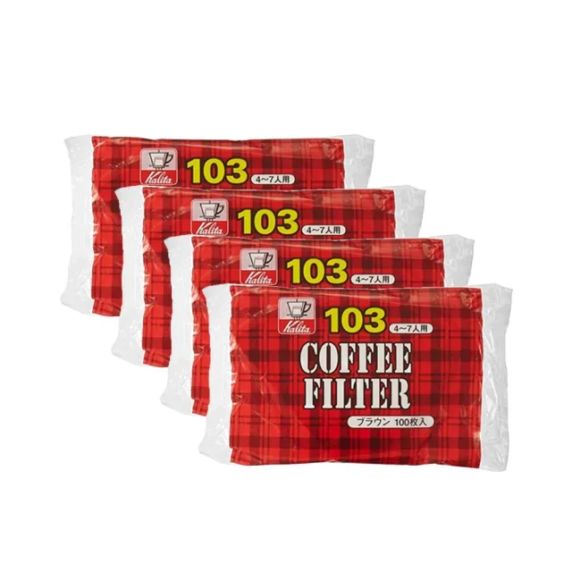 【Kalita】NK103 無漂白咖啡濾紙4-7人份 100張x 4入組(咖啡濾紙 濾紙)