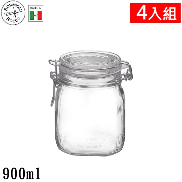 【Bormioli Rocco】義大利製密封罐 900cc 4入組 Fido系列(密封罐 玻璃罐 儲物罐)