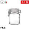 【Bormioli Rocco】義大利製密封罐 900cc 4入組 Fido系列(密封罐 玻璃罐 儲物罐)