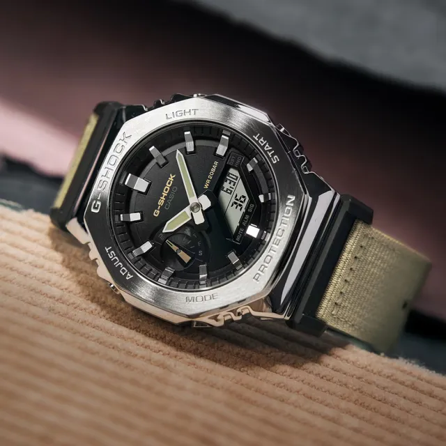 【CASIO 卡西歐】G-SHOCK 金屬八角防護構造雙顯錶 雙11 送禮(GM-2100C-5A/速)
