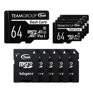 【TEAM 十銓】3入組-Dash Micro 64GB SDXC UHS-I U1 C10 行車專用記憶卡(含轉卡)