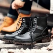 【ANSEL】真皮馬丁靴/真皮異材質拼接時尚個性馬丁靴(黑)