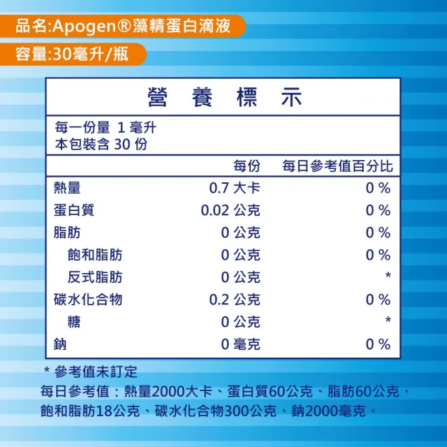 【遠東生技】Apogen藻精蛋白滴液(30ml/瓶)