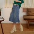 【gozo】剪接設計直筒牛仔裙(兩色)