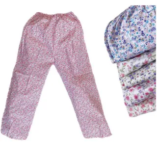 台灣製純棉女碎花薄長褲(老人居家褲 銀髮族 樂齡族家居褲)