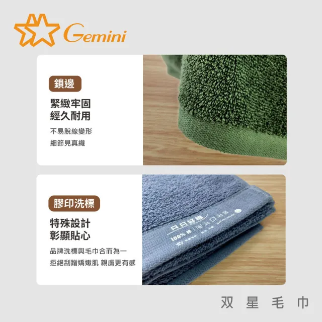 【Gemini 雙星】100%純棉飯店毛巾6入(自帶掛繩)-多色任選